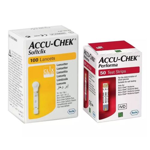 Accu-Chek Softclix Lancets 100's  + Accu-Chek Performa Test Strips 50's