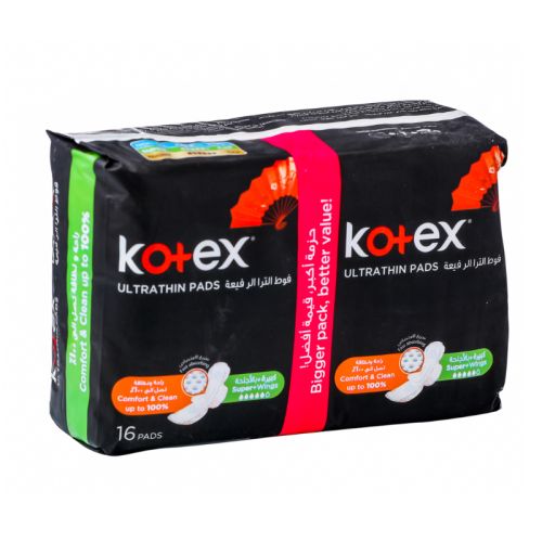 Kotex Ultra Thin Pads Super+wings 16x16s